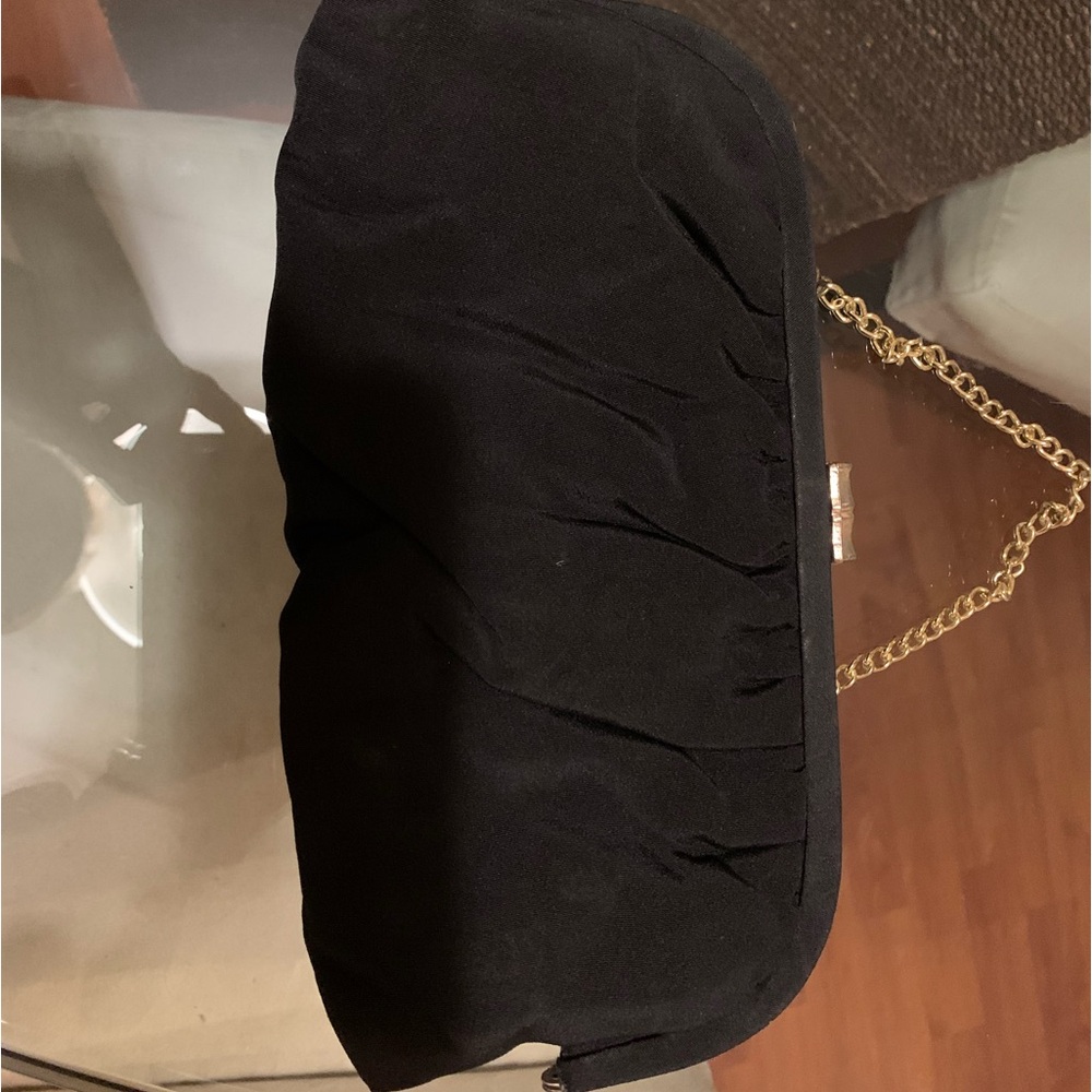 Vintage 1950?  Black cocktail bag with brass clasp. Great condition well made